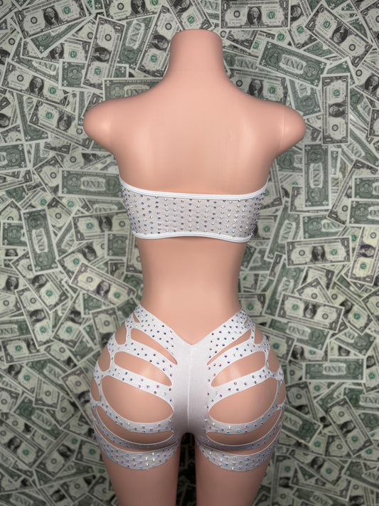 Tube Top Cut Shorts - White