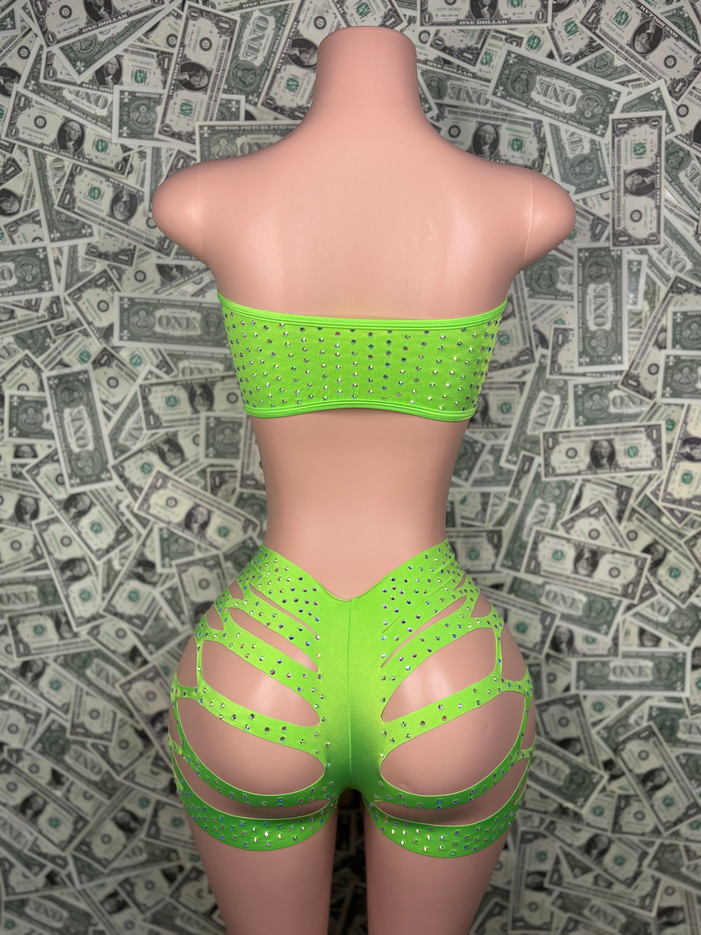 Tube Top Cut Shorts - Neon Green