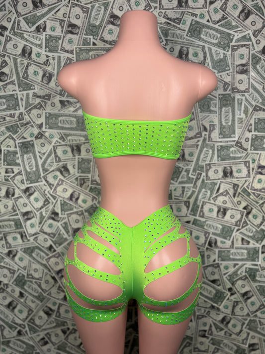 Tube Top Cut Shorts - Neon Green