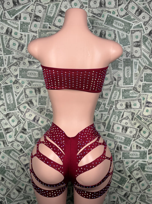 Tube Top Cut Shorts - Maroon