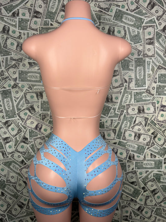 Star Cut Shorts - Baby Blue