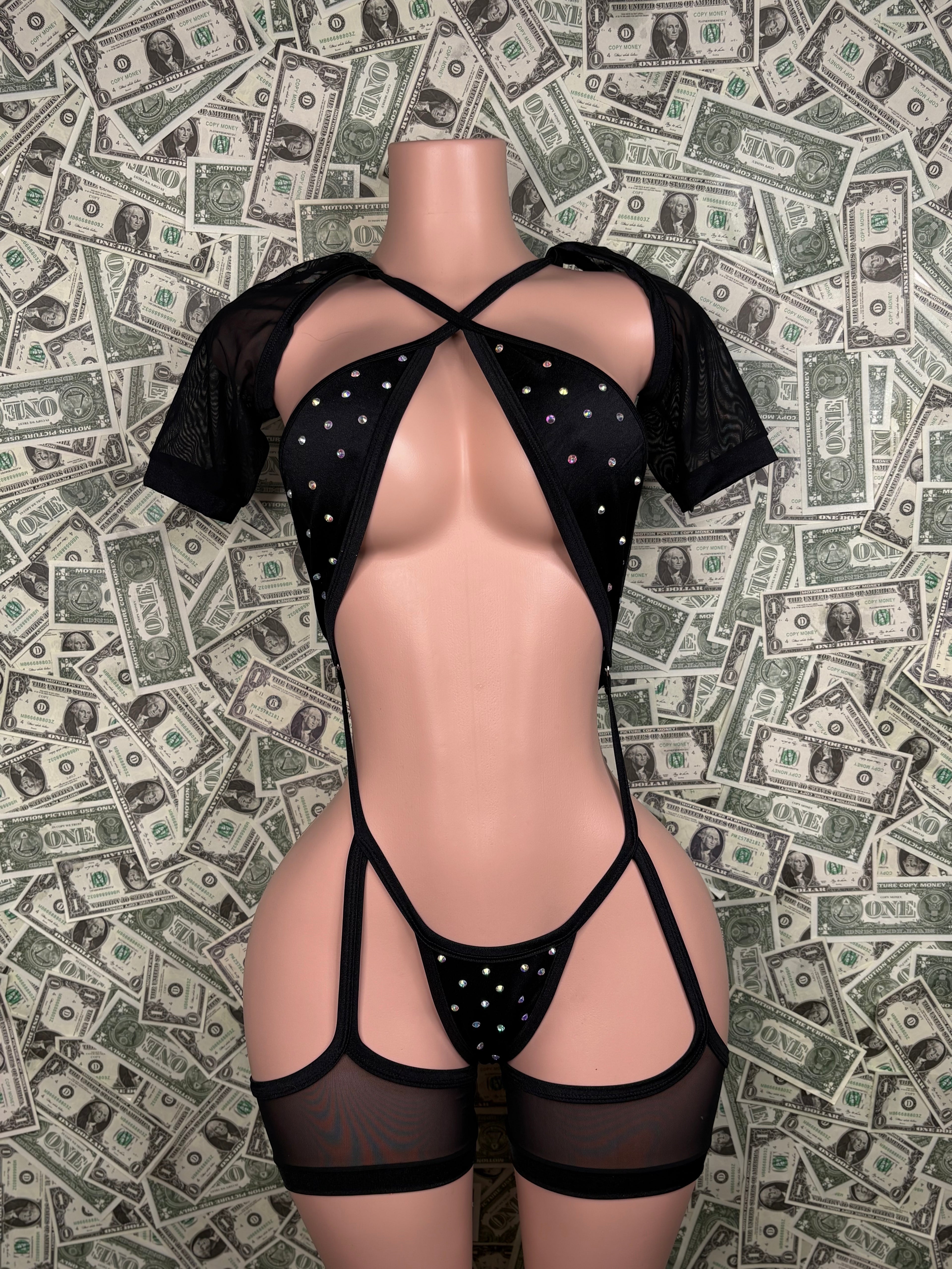 Black One Piece with Garters