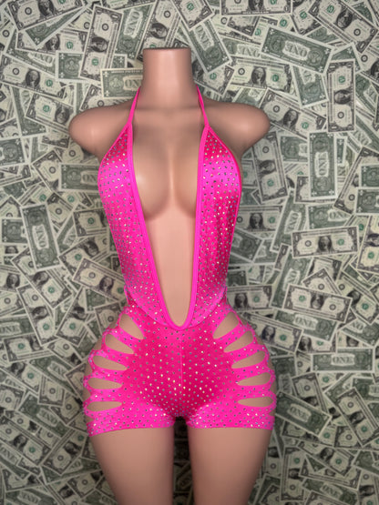 Hot pink Bodysuit Cur Shorts
