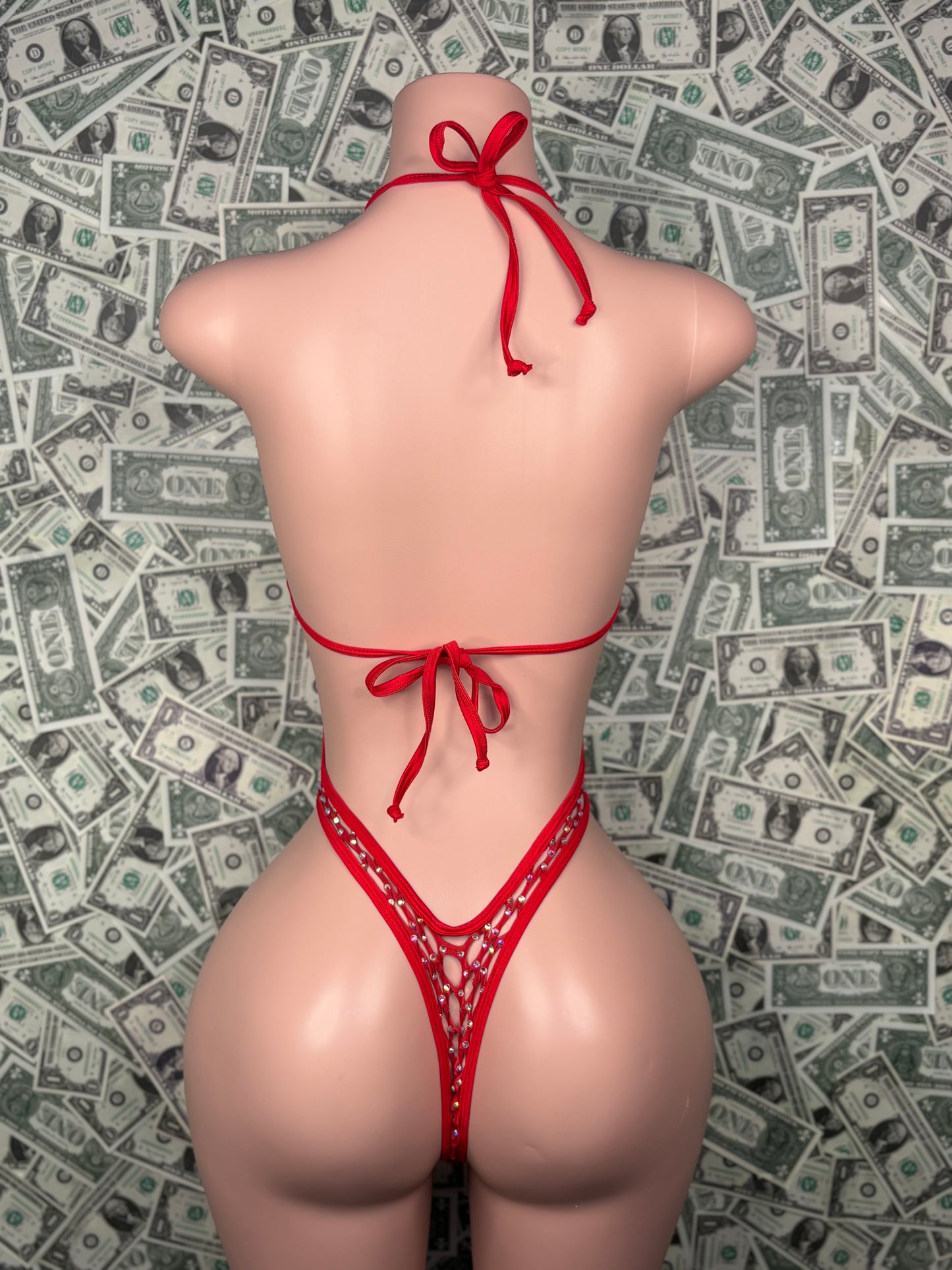 Crossbody One Piece - Red Fishnet