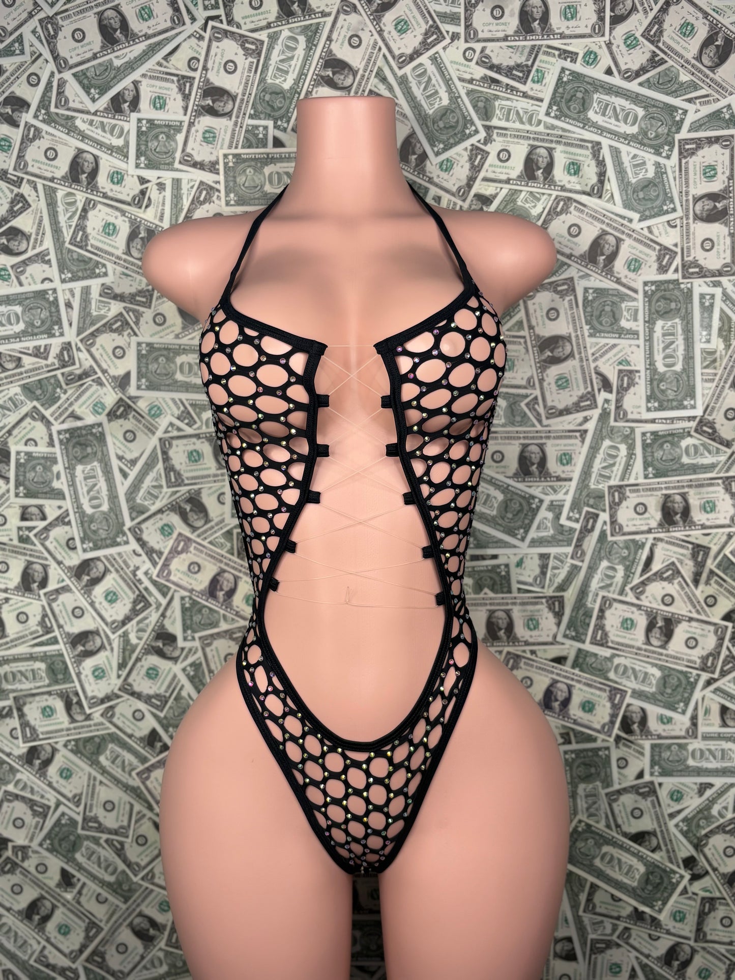 Crossbody One Piece - Black Net