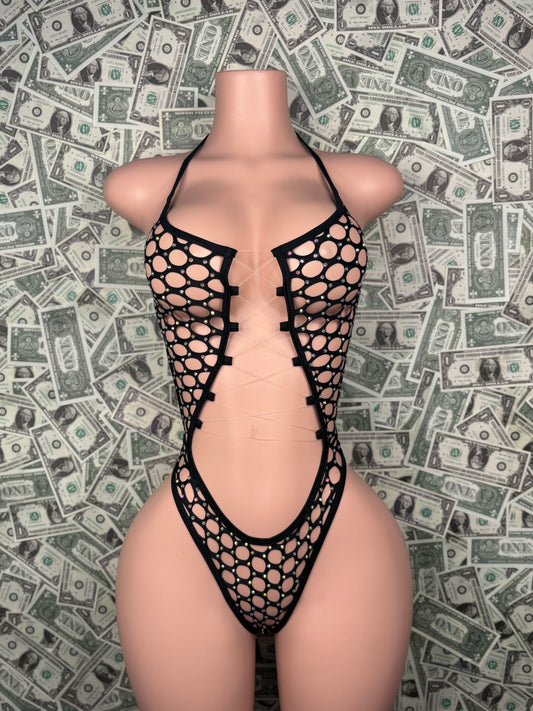 Crossbody One Piece - Black Net