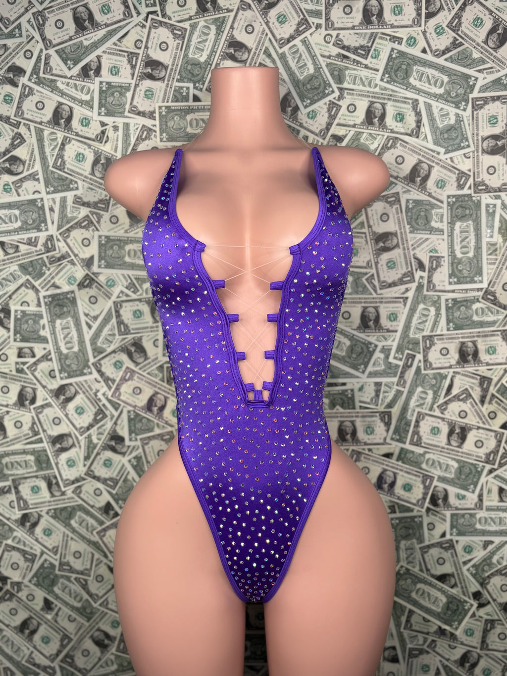 V Cut One Piece - Purple