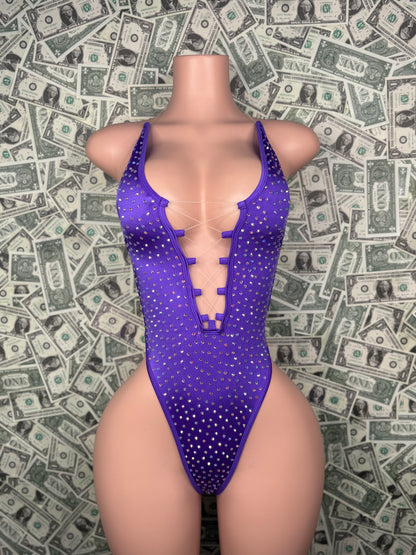 V Cut One Piece - Purple