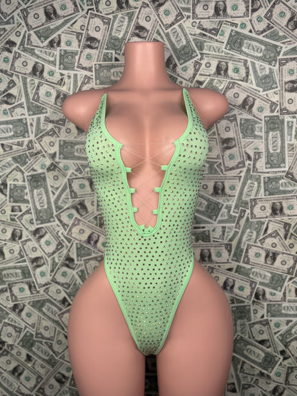 V Cut One Piece - Pistachio