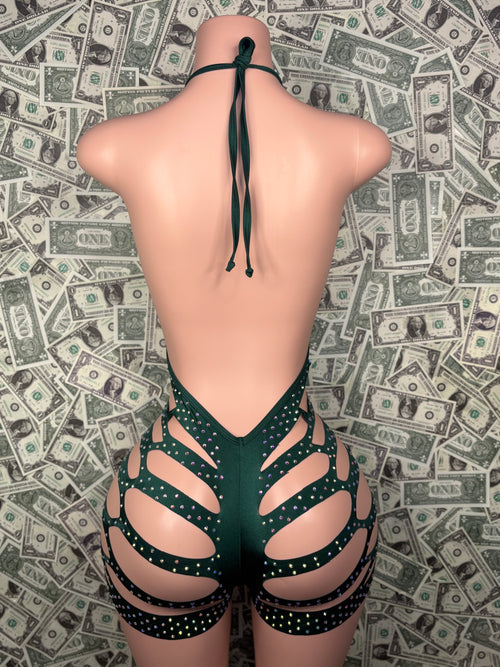 Bodysuit Cut Shorts- Green