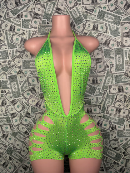 Bodysuit Cut Shorts - Neon Green