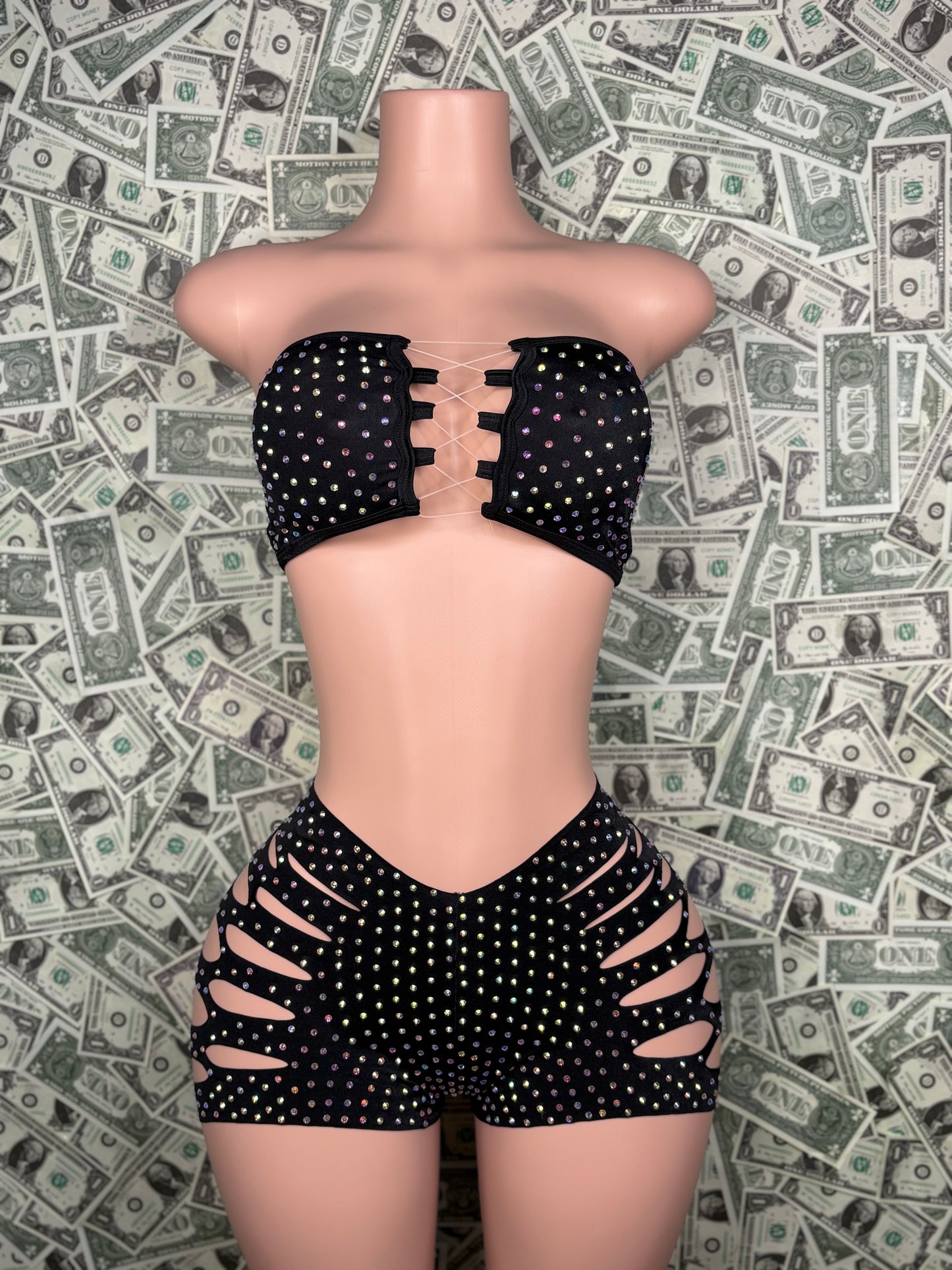 Tube Top Cut Shorts - Black