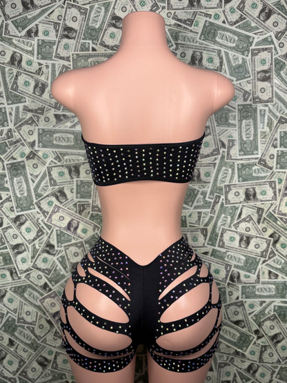 Tube Top Cut Shorts - Black