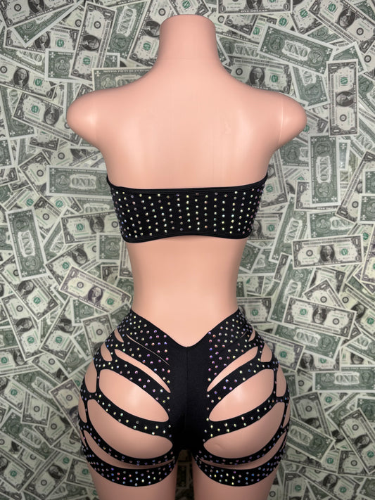 Tube Top Cut Shorts - Black