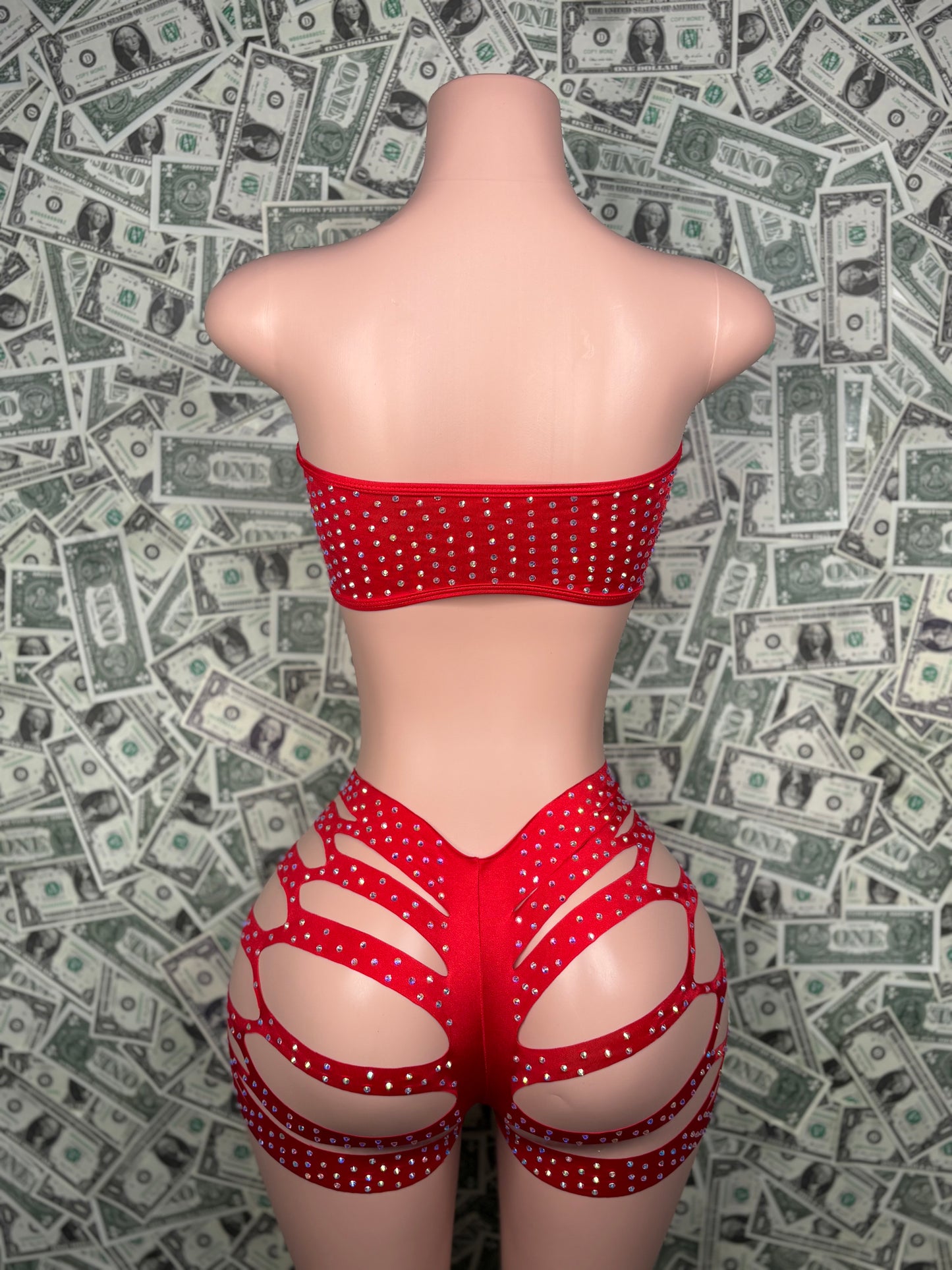 Tube Top Cut Shorts - Red