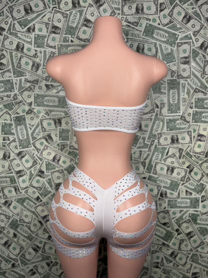 Tube Top Cut Shorts - White