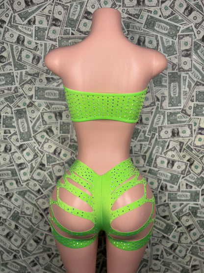 Tube Top Cut Shorts - Neon Green