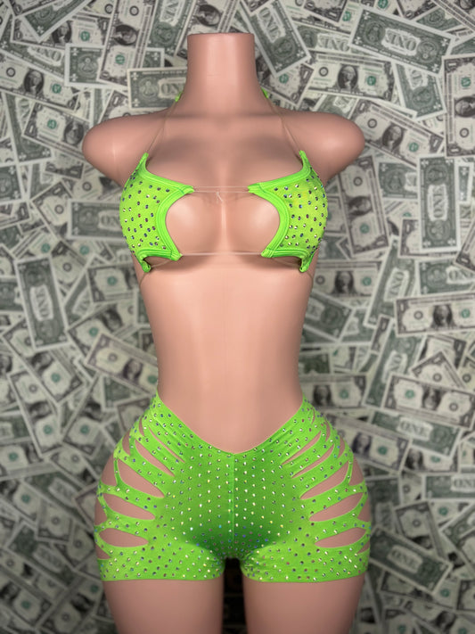 Star Cut Shorts - Neon Green