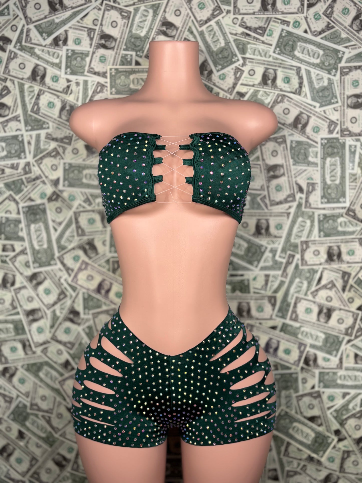 Tube Top Cut Shorts - Green