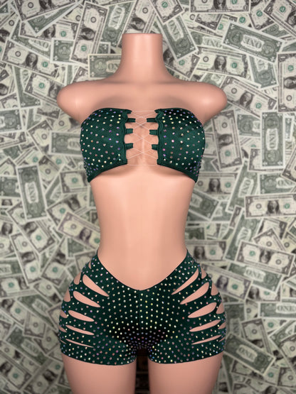Tube Top Cut Shorts - Green