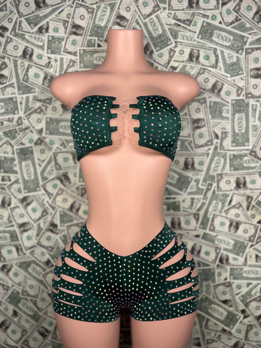 Tube Top Cut Shorts - Green