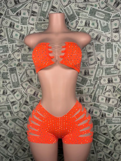 Tube Top Cut Shorts - Orange