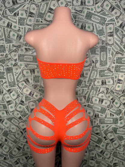Tube Top Cut Shorts - Orange