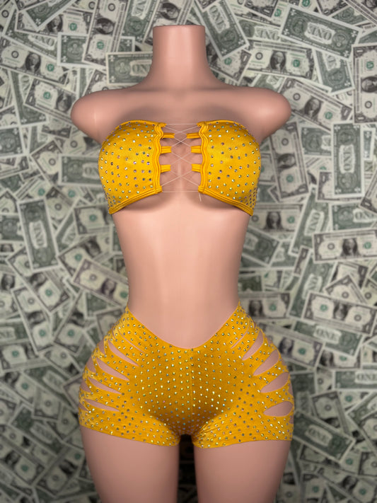 Tube Top Cut Shorts - Golden Yellow