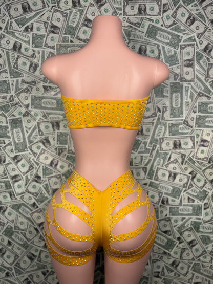 Tube Top Cut Shorts - Golden Yellow