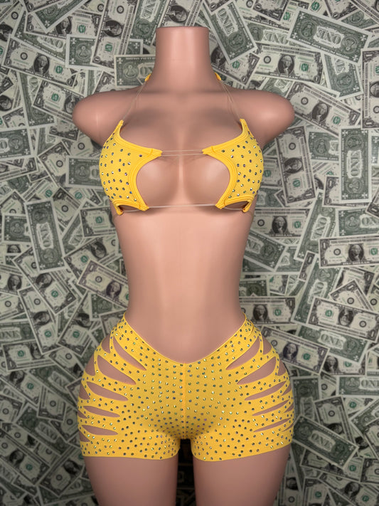Star Cut Shorts - Yellow
