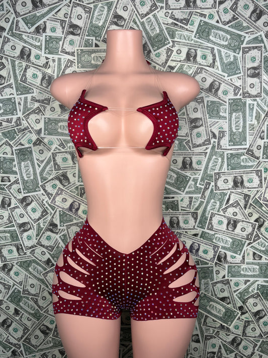 Star Cut Shorts - Maroon