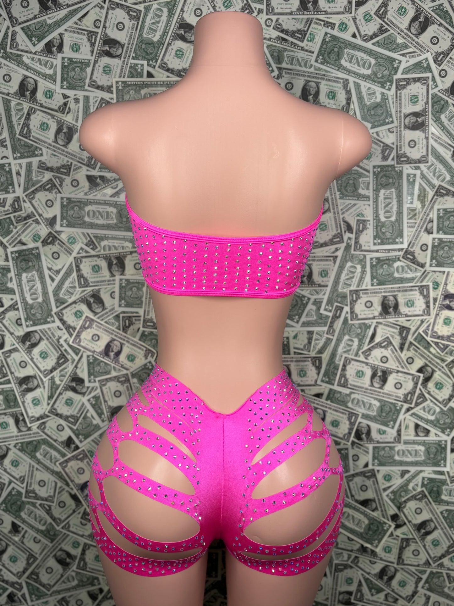 Tube Top Cut Shorts -Pink