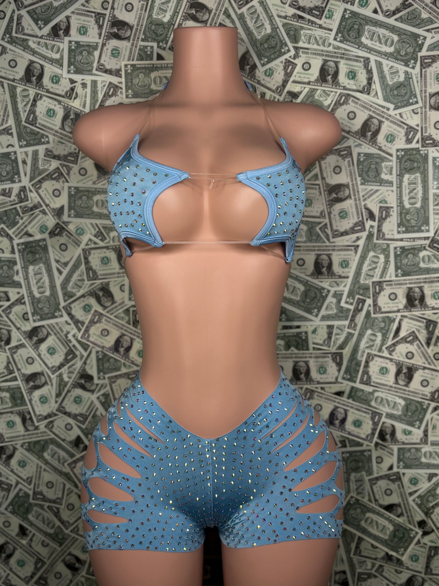 Star Cut Shorts - Baby Blue