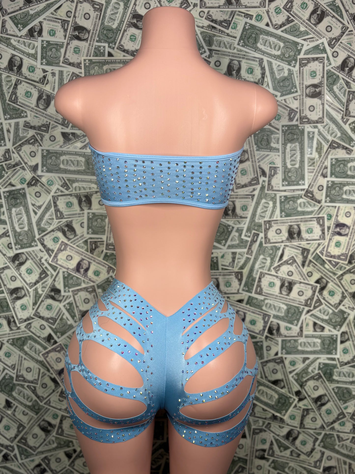 Tube Top Cut Shorts - Baby Blue