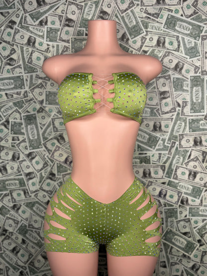 Tube Top Cut Short Set - Kiwi