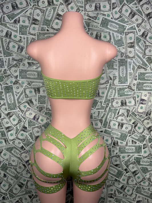 Tube Top Cut Short Set - Kiwi