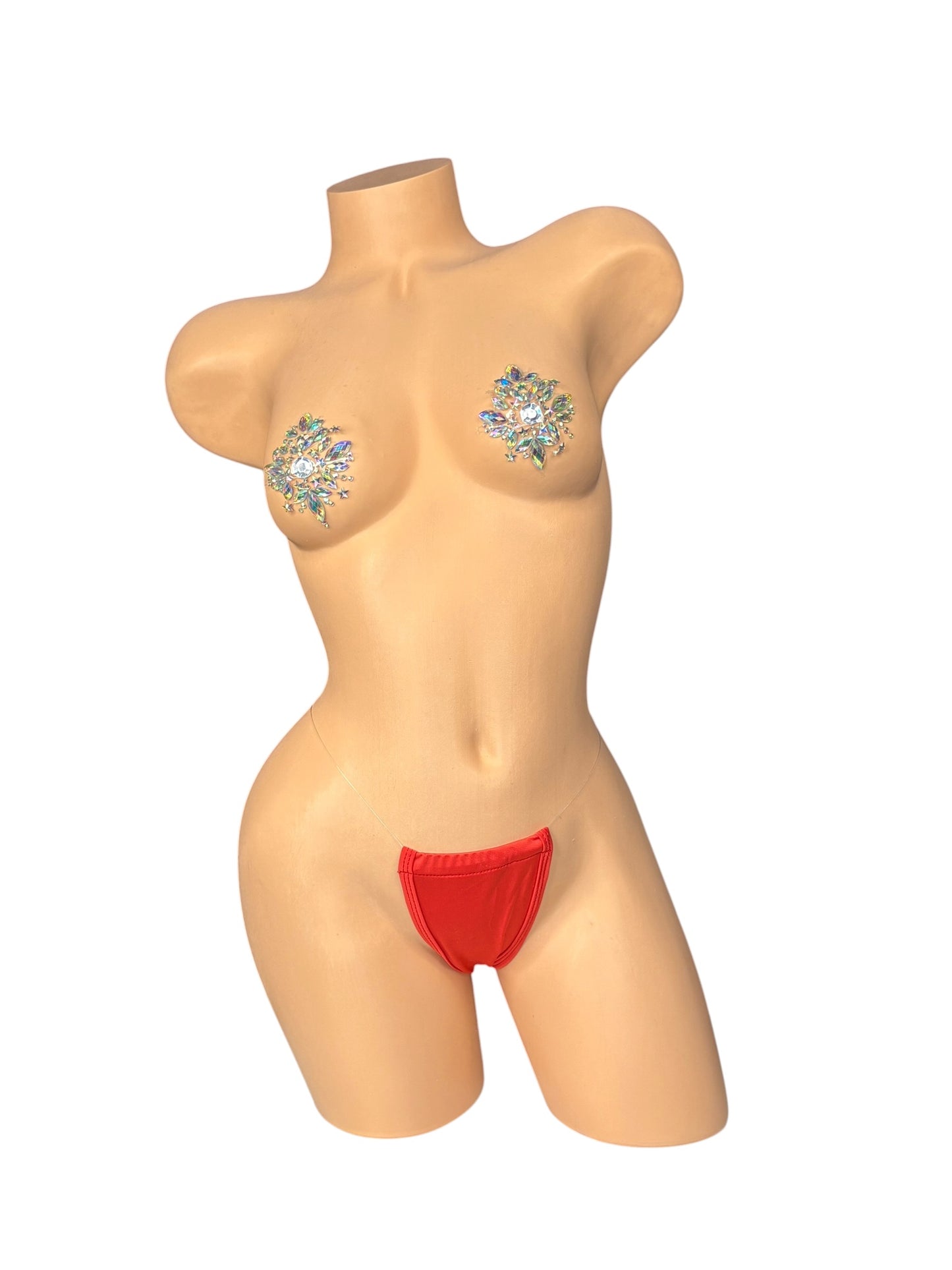 Red Clear String Thong