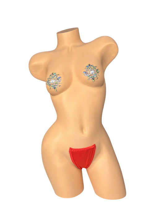 Red Clear String Thong